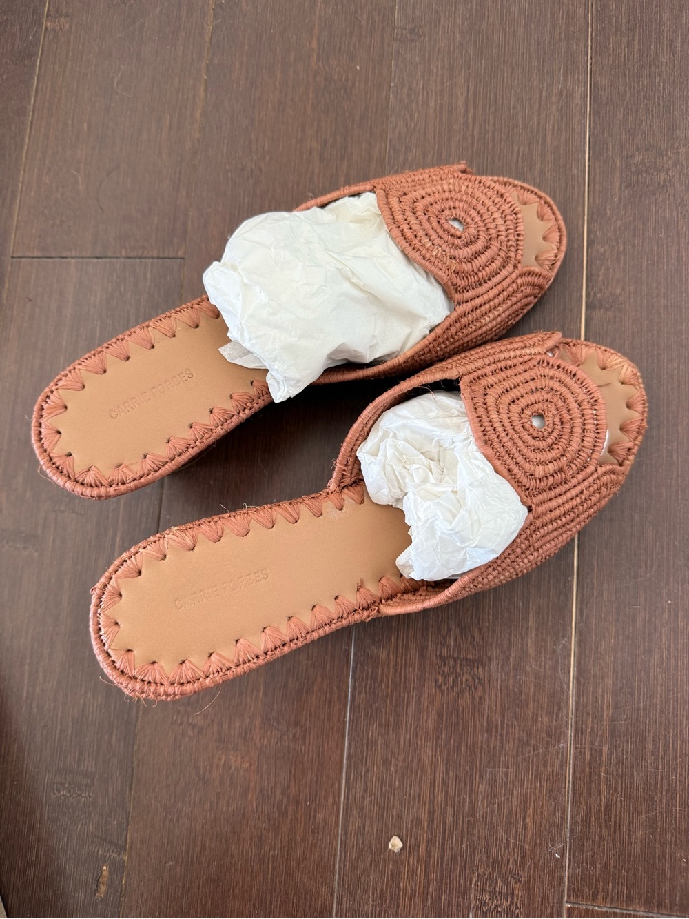 Raffia Slide Mules in Cognac - Picture 2 of 8
